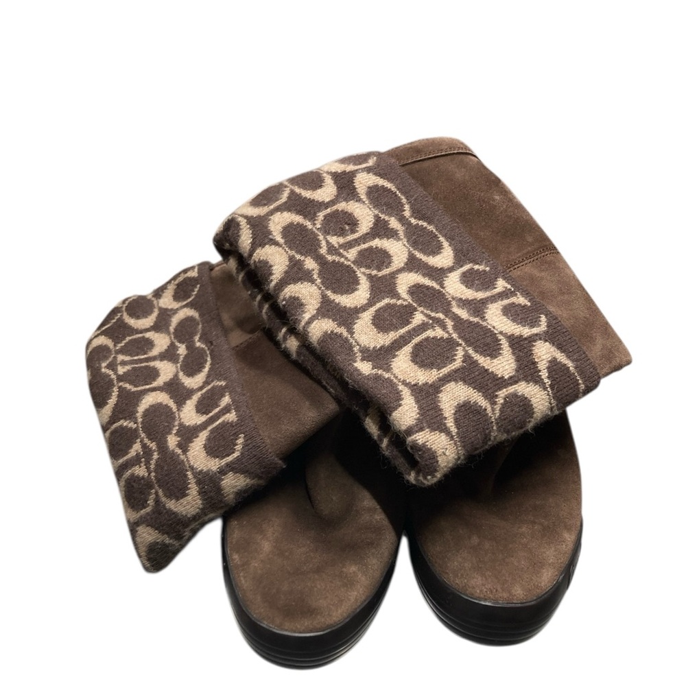 Coach size 8.5M leather/wool upper boots